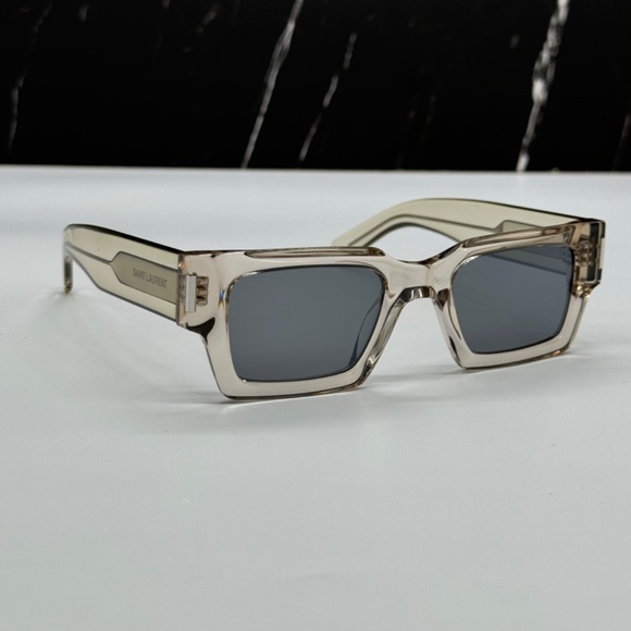 NEW SL572 003 SAINT LAURENT BEIGE GREY SL 572 003 SQUARE UNISEX SUNGLASSES - Picture 4 of 10